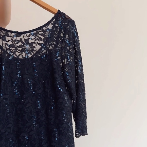 EUC navy lace embellished dress - Picture 4 of 6